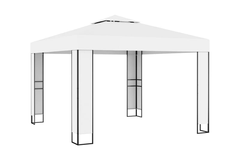 Paviljong med dubbeltak 3x3 m vit - Vit - Utemöbler - Solskydd - Paviljonger - Komplett paviljong