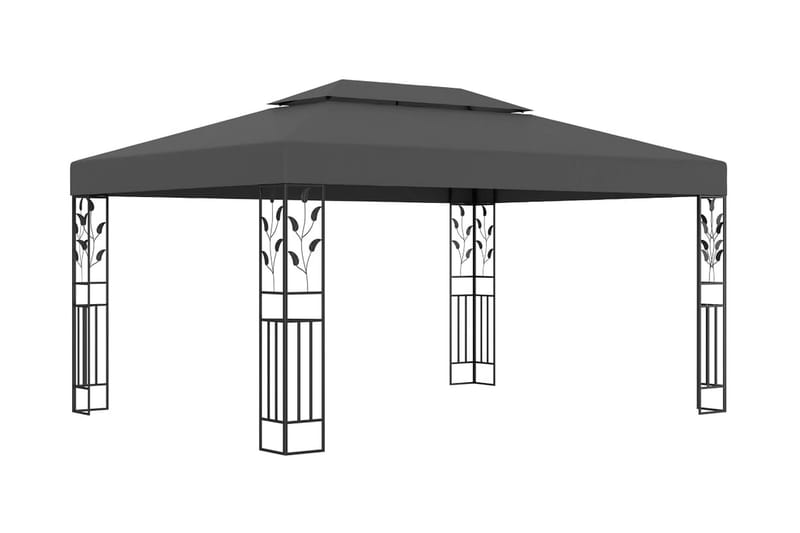 Paviljong med dubbeltak 3x4m antracit - Grå - Utemöbler - Solskydd - Paviljonger - Komplett paviljong