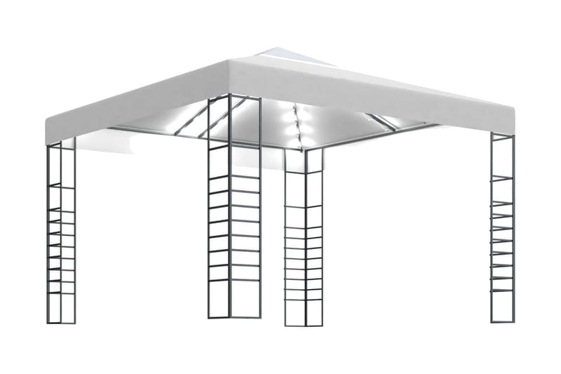 Paviljong med ljusslinga LED 3x3 m vit - Vit - Utemöbler - Solskydd - Paviljonger - Komplett paviljong