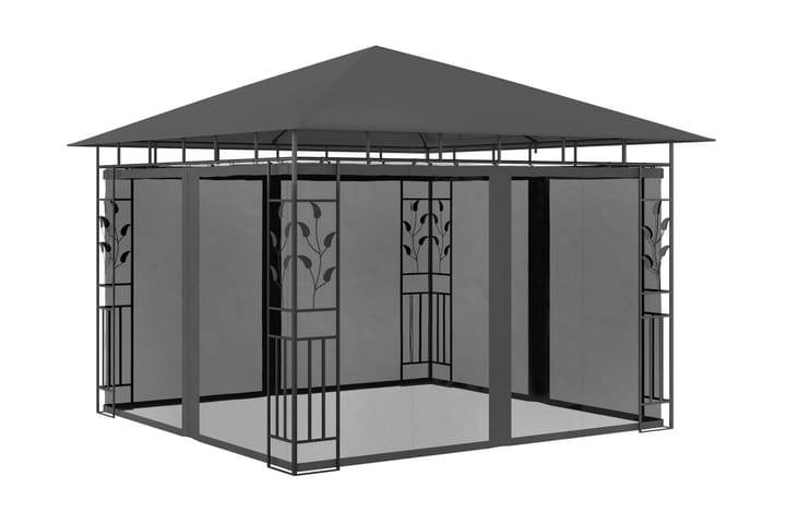 Paviljong med myggnät 3x3x2,73 m antracit 180 g/m² - Grå - Utemöbler - Solskydd - Paviljonger - Komplett paviljong