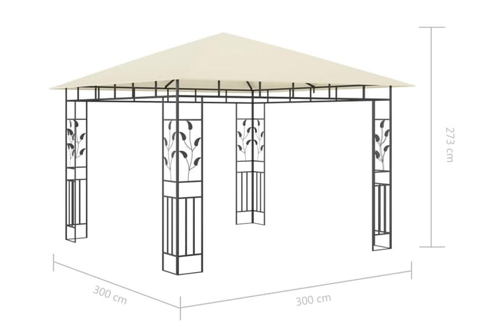 Paviljong med myggnät 3x3x2,73 m gräddvit 180 g/m² - Vit - Utemöbler - Solskydd - Paviljonger - Komplett paviljong
