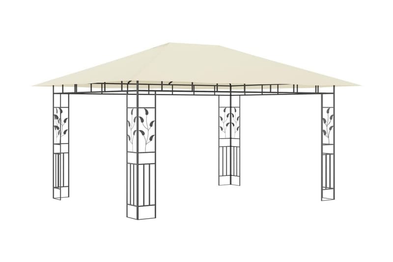 Paviljong med myggnät 4x3x2,73 m gräddvit 180 g/m²
