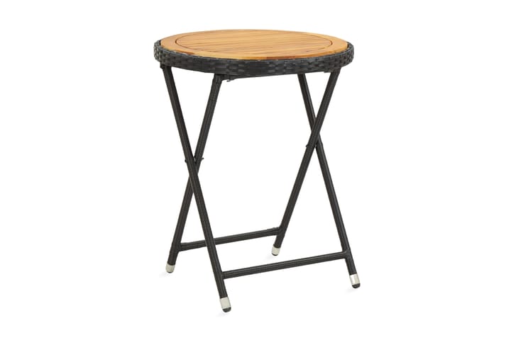 Tebord svart 60 cm konstrotting och massivt akaciaträ - Svart - Utemöbler - Trädgårdsbord & Utebord - Cafebord