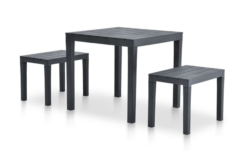 Trädgårdsbord med 2 bänkar plast antracit - Grå - Utemöbler - Trädgårdsbord & Utebord - Cafebord