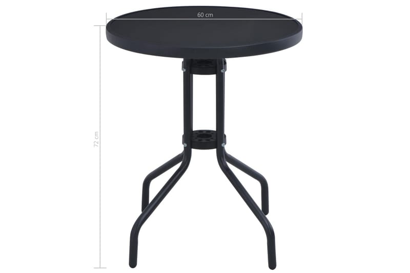 Trädgårdsbord svart 60 cm stål och glas - Svart - Utemöbler - Trädgårdsbord & Utebord - Cafebord