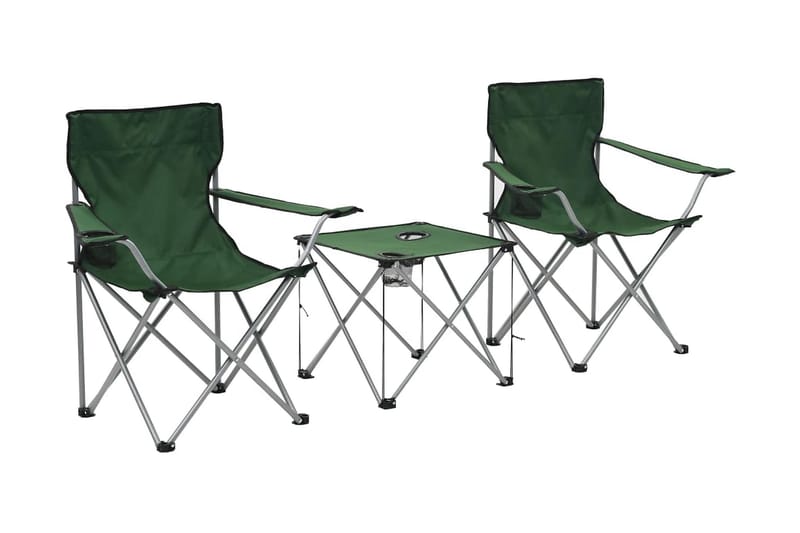 Campingbord och stolar 3 delar grön - Grön - Utemöbler - Trädgårdsbord & Utebord - Campingbord