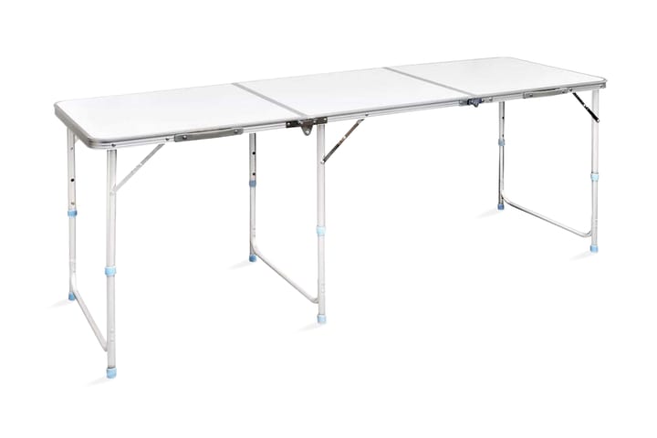 Hopfällbart campingbord med justerbar höjd Aluminium 180x60 - Vit - Utemöbler - Trädgårdsbord & Utebord - Campingbord