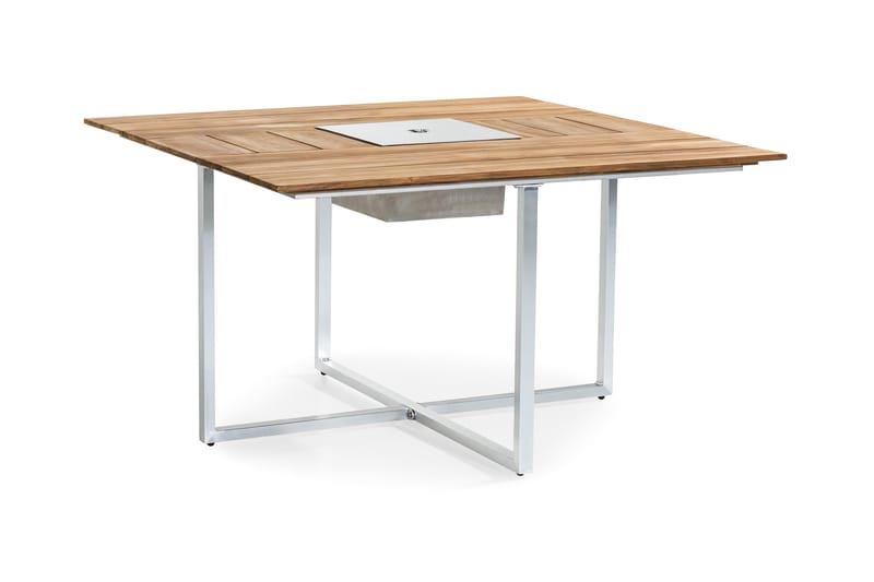 BÅSTAD Matbord 140x140 Teak/Borstad Aluminium - Utemöbler - Trädgårdsbord & Utebord - Matbord ute