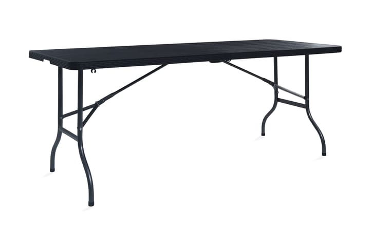 Hopfällbart trädgårdsbord svart 180x75x72 cm HDPE konstrotti - Svart - Utemöbler - Trädgårdsbord & Utebord - Matbord ute
