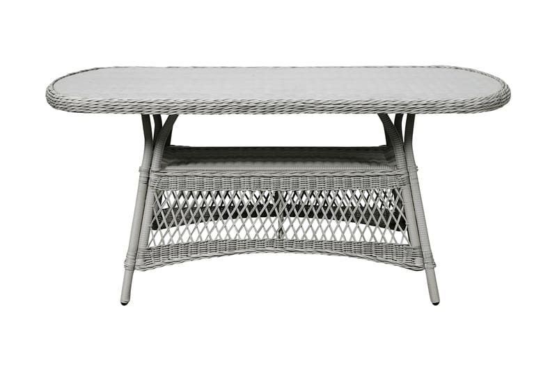 HVEN Matbord 165 cm Ovalt Glas Sand - Utemöbler - Trädgårdsbord & Utebord - Matbord ute