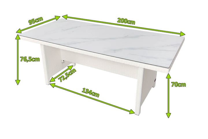 Matbord 200 cm Vit - Vit - Utemöbler - Trädgårdsbord & Utebord - Matbord ute