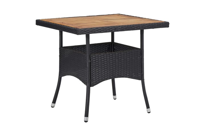 Matbord för trädgård svart konstrotting och massiv akacia - Svart - Utemöbler - Trädgårdsbord & Utebord - Matbord ute