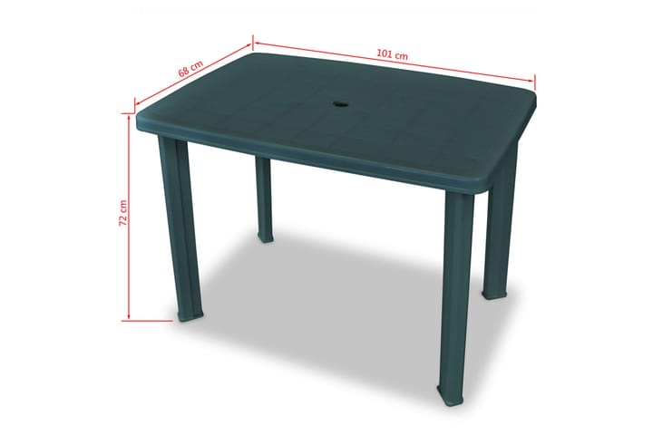 Trädgårdsbord grön 101x68x72 cm plast - Grön - Utemöbler - Trädgårdsbord & Utebord - Matbord ute