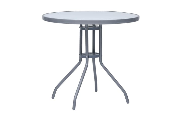 Trädgårdsbord ljusgrå 80 cm stål och glas - Grå - Utemöbler - Trädgårdsbord & Utebord - Matbord ute
