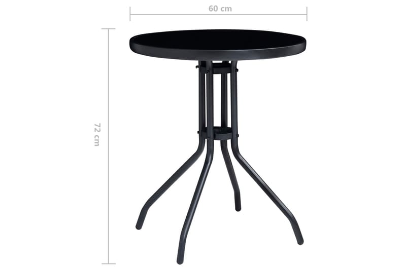 Trädgårdsbord svart 60 cm stål och glas - Svart - Utemöbler - Trädgårdsbord & Utebord - Matbord ute