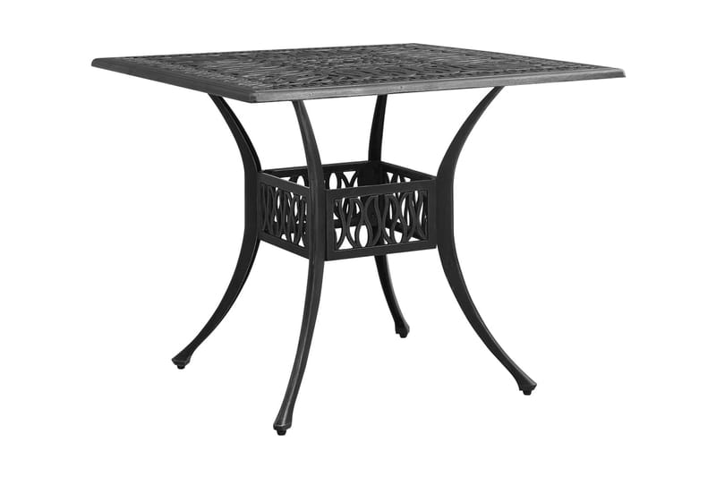 Trädgårdsbord svart 90x90x73 cm gjuten aluminium