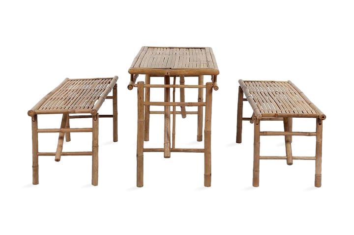 Ã–lbord med 2 bänkar 100 cm bambu - Brun - Utemöbler - Trädgårdsbord & Utebord - Picknickbord