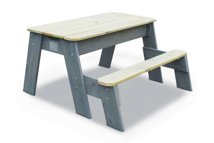Exit Aksent Sand- och Picknickbord med 1 Bänk Grå/Trä/Grön - Utemöbler - Trädgårdsbord & Utebord - Picknickbord