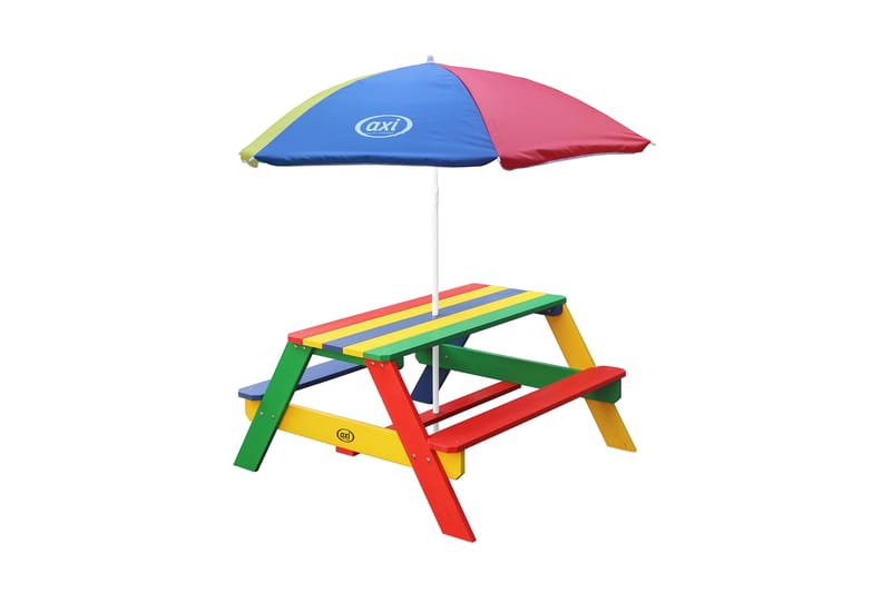 NICK Picknickbord med Parasoll Blå/Röd/Grön/Gul