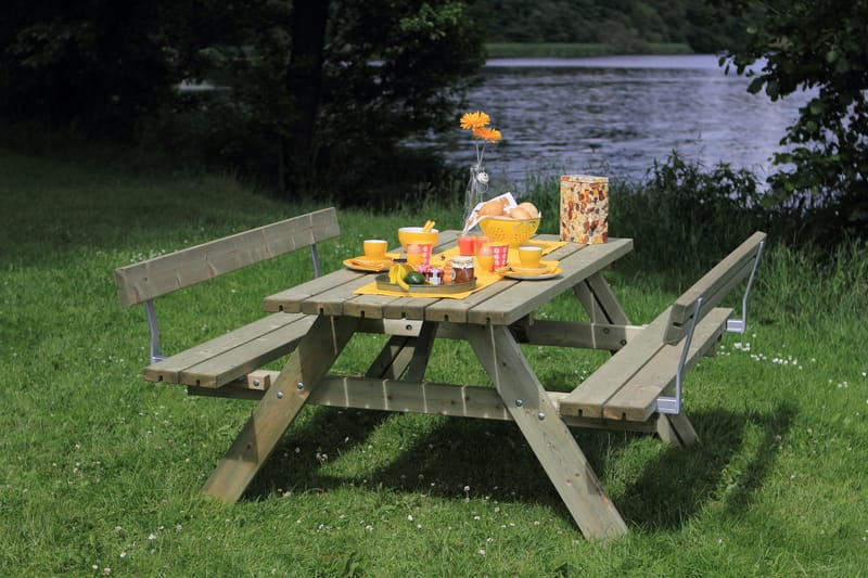 PLUS Gudrun Picknickbord med Bänk med Ryggstöd Trä - Utemöbler - Trädgårdsbord & Utebord - Picknickbord