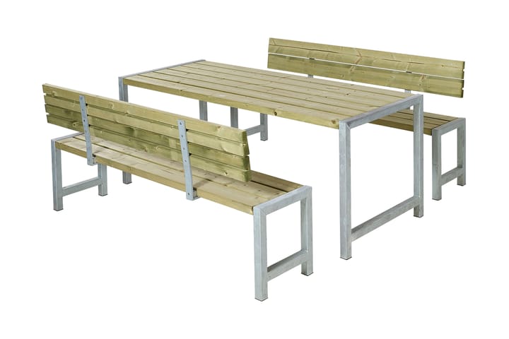 PLUS Plankset med 2 Ryggstöd 186 cm Tryckimpregnerat - Utemöbler - Trädgårdsbord & Utebord - Picknickbord