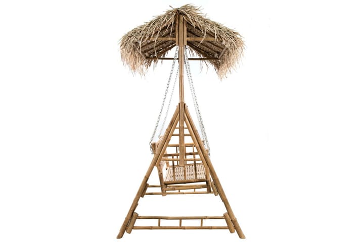 2-sits hammock med palmblad och dynor bambu 202 cm - Brun - Utemöbler - Utesoffor & bänkar - Hammock