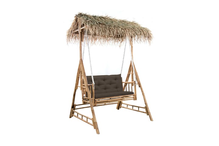 2-sits hammock med palmblad och dynor bambu 202 cm - Brun - Utemöbler - Utesoffor & bänkar - Hammock - Hammockställning