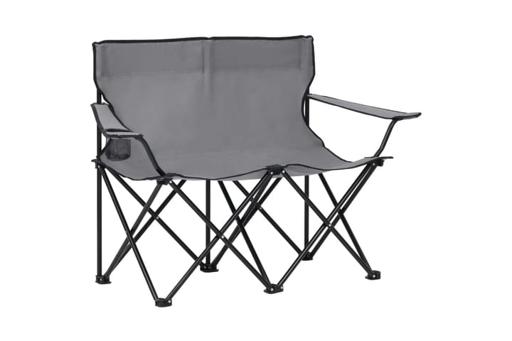 2-sits hopfällbar campingstol stål och tyg grå - Grå - Utemöbler - Balkong - Balkongmöbler - Balkongstolar