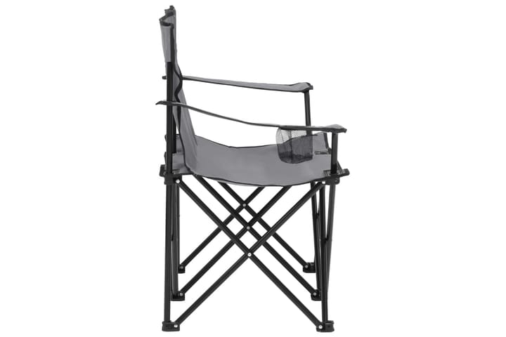2-sits hopfällbar campingstol stål och tyg grå - Grå - Utemöbler - Utestolar & fåtöljer - Brassestol & campingstol