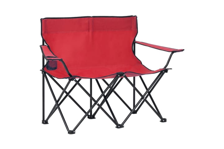 2-sits hopfällbar campingstol stål och tyg röd - Röd - Utemöbler - Utestolar & fåtöljer - Brassestol & campingstol