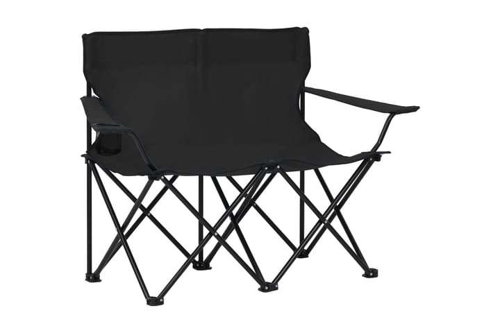 2-sits hopfällbar campingstol stål och tyg svart