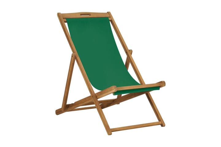 Hopfällbar strandstol massiv teak grön - Grön - Utemöbler - Balkong - Balkongmöbler - Balkongstolar