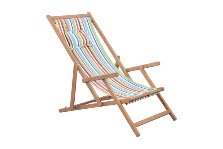 Hopfällbar strandstol tyg och träram flerfärgad - Flerfärgad - Utemöbler - Balkong - Balkongmöbler - Balkongstolar
