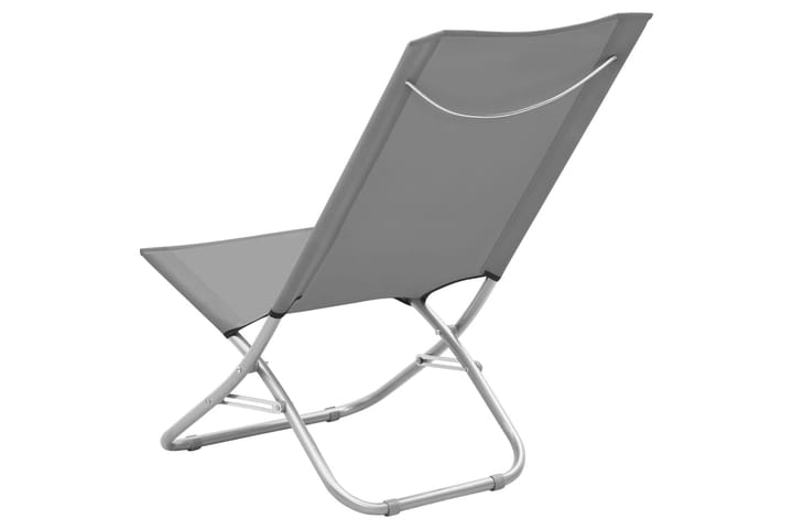 Hopfällbara strandstolar 2 st grå tyg - Grå - Utemöbler - Utestolar & fåtöljer - Brassestol & campingstol