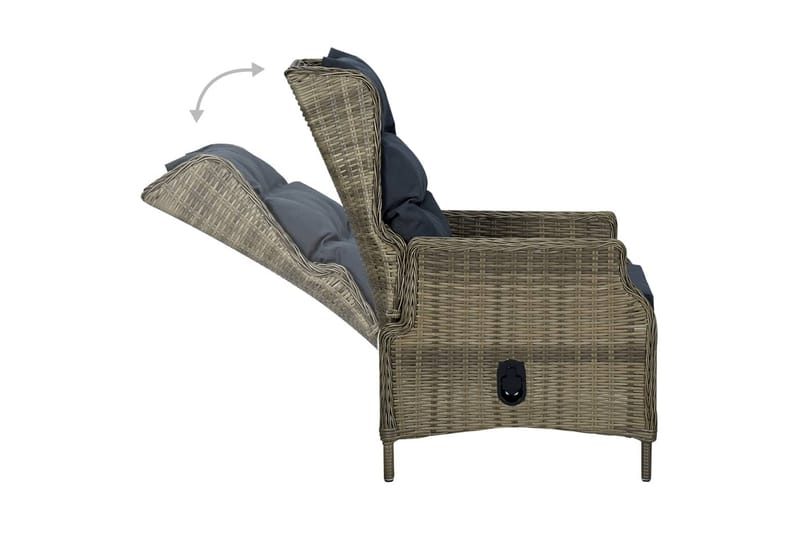 Justerbar trädgårdsstol med dynor konstrotting brun - Brun - Utemöbler - Utestolar & fåtöljer - Positionsstol
