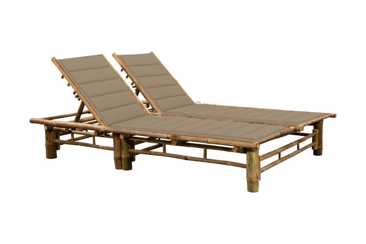 Solsäng med dynor 2 personer bambu - Beige - Utemöbler - Utestolar & fåtöljer - Solsängar & solvagnar
