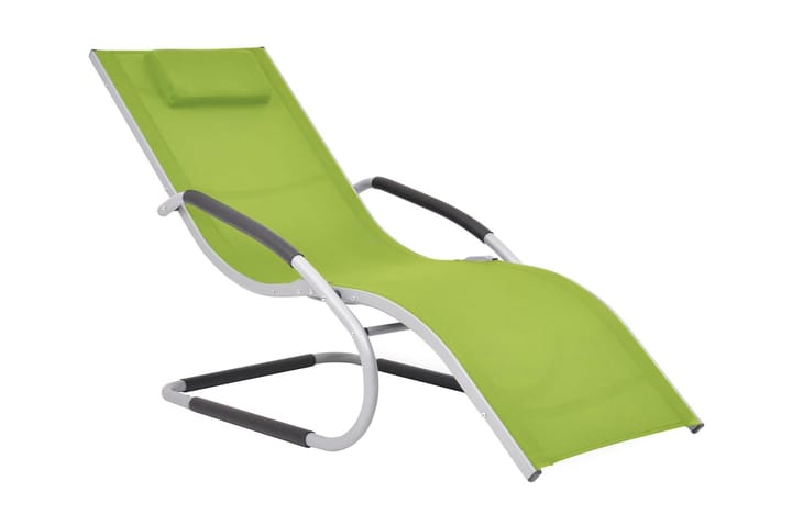 Solsäng med kudde aluminium och textilen grön