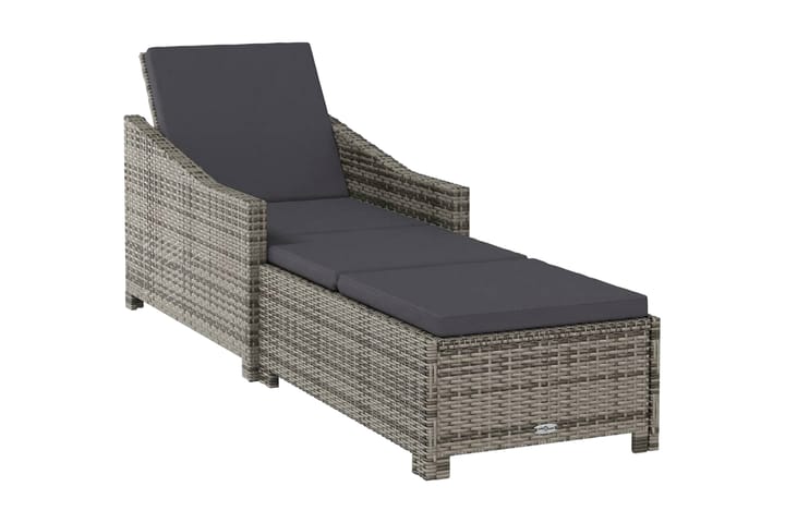 Solsäng med mörkgrå dyna PE-rotting grå - Mörkgrå - Möbler - Tillbehör & accessoarer - Tillbehör stolar