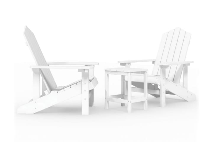 Däckstolar för trädgården med bord HDPE vit - Vit - Utemöbler - Utestolar & fåtöljer - Solstol - Däckstol