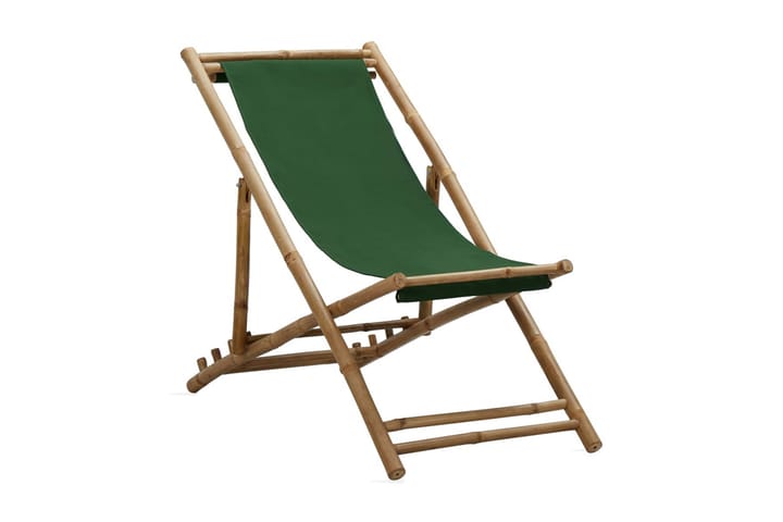 Solstol bambu och kanvas grön - Grön - Utemöbler - Utestolar & fåtöljer - Solstol
