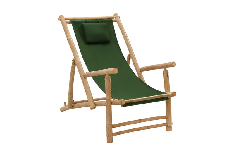 Solstol bambu och kanvas grön - Grön - Utemöbler - Utestolar & fåtöljer - Solstol