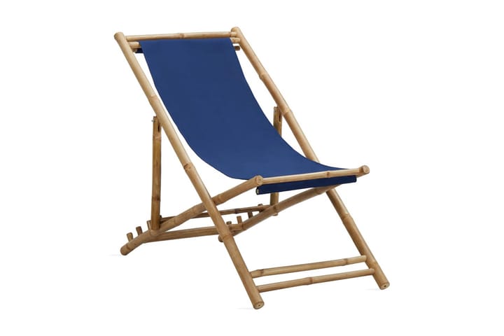 Solstol bambu och kanvas marinblå - Blå - Utemöbler - Utestolar & fåtöljer - Solstol