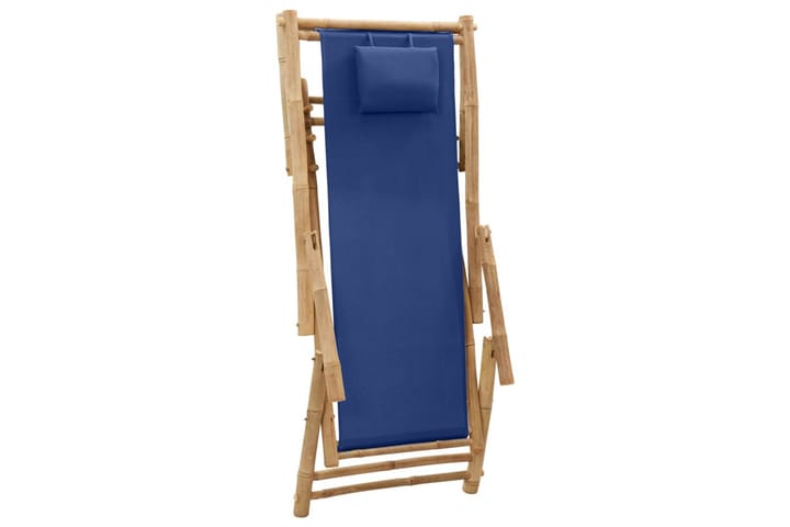 Solstol bambu och kanvas marinblå - Blå - Utemöbler - Utestolar & fåtöljer - Solstol
