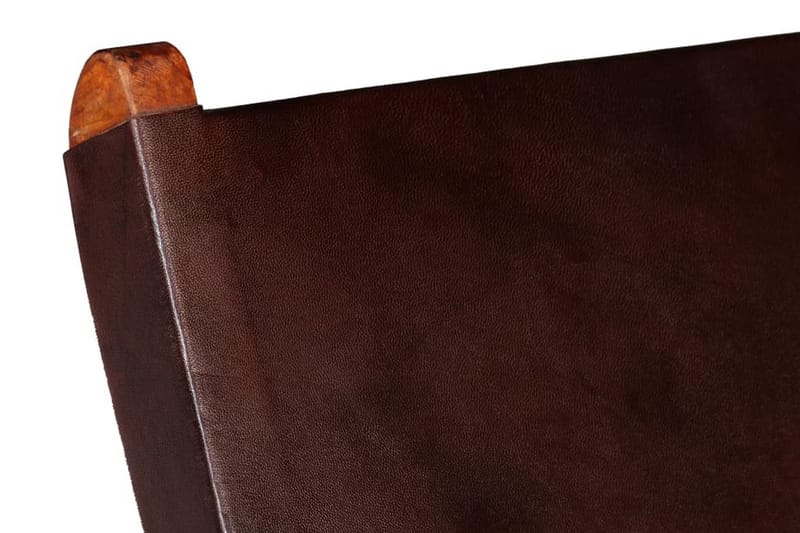 Avkopplingsstol brun äkta läder - Brun - Utemöbler - Utestolar & fåtöljer - Utefåtöljer & loungefåtöljer