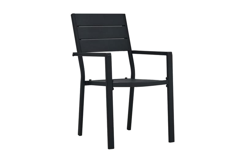 Trädgårdsstolar 4 st svart HDPE träutseende - Svart - Möbler - Tillbehör & accessoarer - Tillbehör stolar