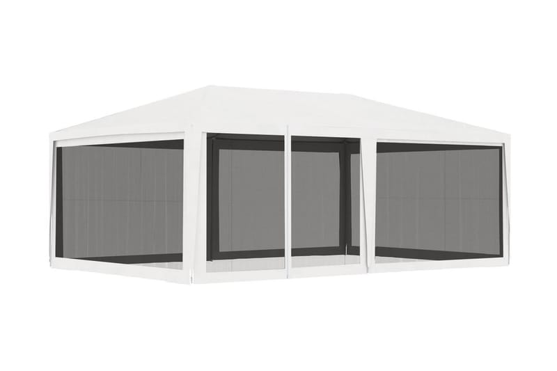 Partytält med 4 sidoväggar i nät 4x6 m vit - Vit - Utemöbler - Utomhusförvaring - Trädgårdstält & förvaringstält - Partytält