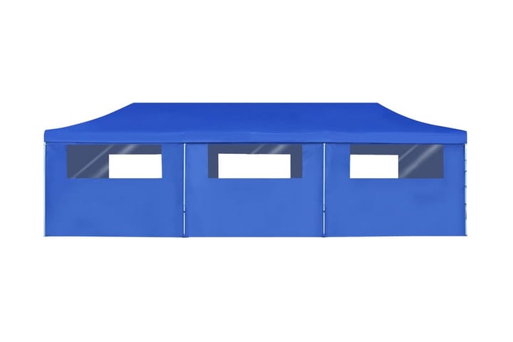 Pop-Up hopfällbart partytält med 8 sidoväggar blå 3x9 m - Blå - Utemöbler - Utomhusförvaring - Trädgårdstält & förvaringstält - Partytält