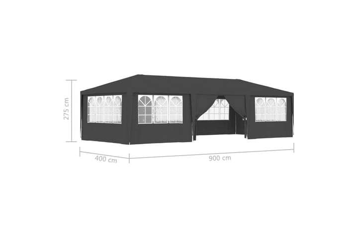 Professionellt partytält med väggar 4x9 m antracit 90 g/m² - Grå - Utemöbler - Utomhusförvaring - Trädgårdstält & förvaringstält - Partytält